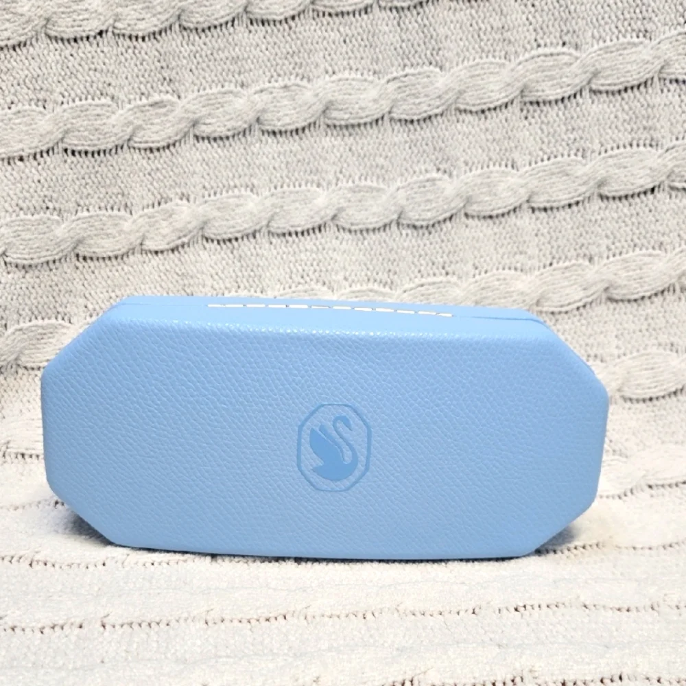 NWOT! SWAROVSKI Blue Eye Glass Case With Fabric Wipe - Picture 1 of 4